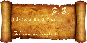 Pávay Bojána névjegykártya